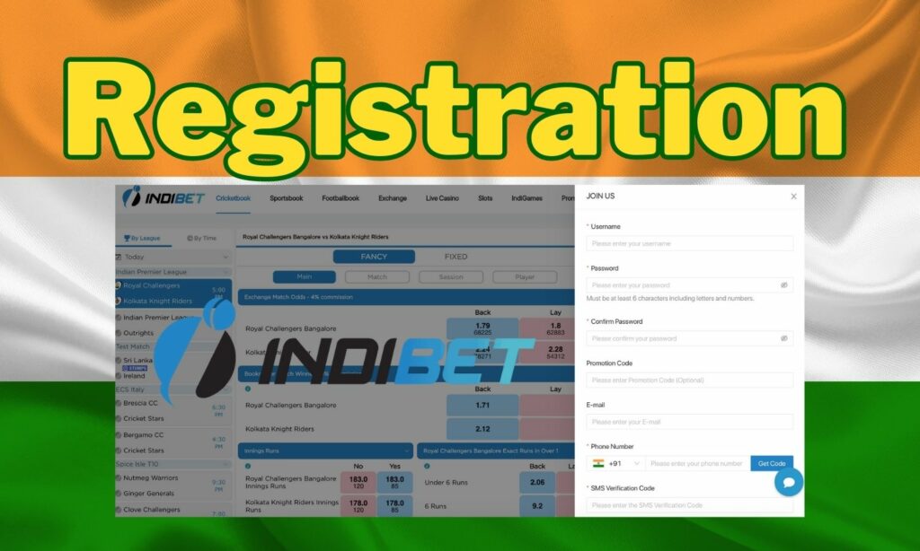 Registration process at Indibet Indian betting site